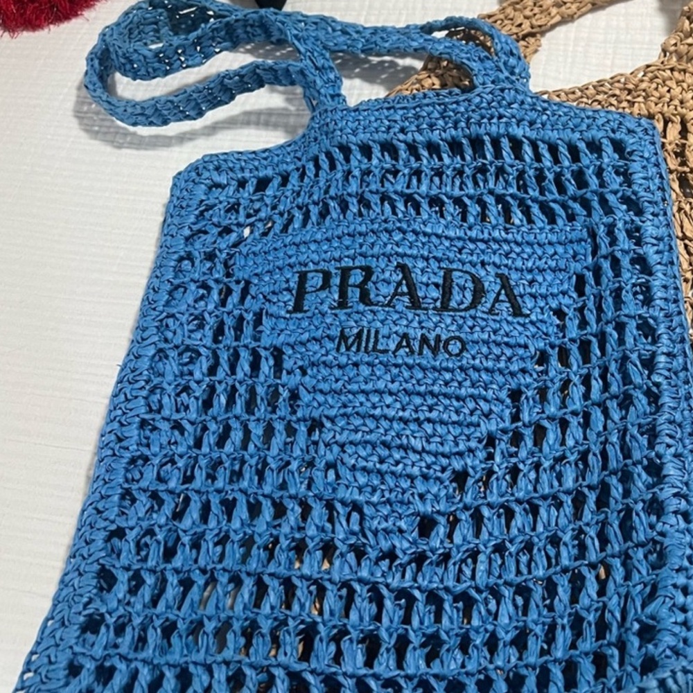Vibrant Blue Crochet Tote never used. No tags